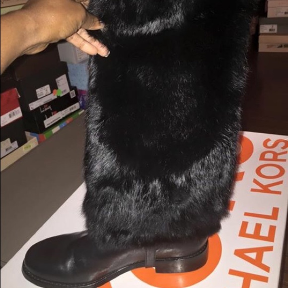 Michael Kors Black Faux Fur Leather Winter Boots